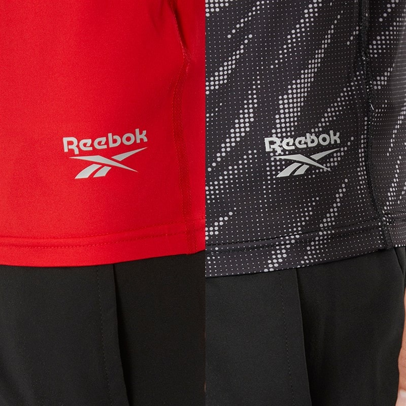 Reebok Mens Diallo Performance Two Pack T-Shirts Black Print/Red - Image 3