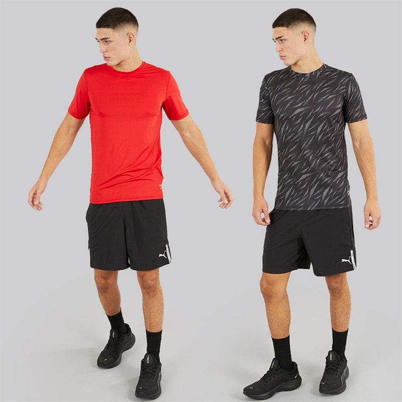 Reebok Mens Diallo Performance Two Pack T-Shirts Black Print/Red - Image 4