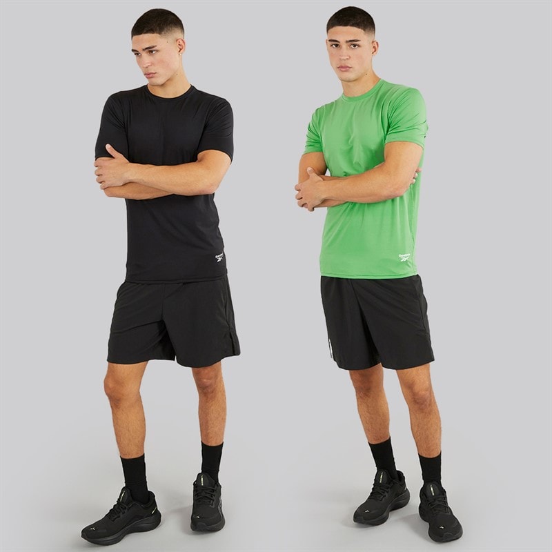 Reebok Mens Clyde Performance Two Pack T-Shirts Black/Upgrade Green - Image 3