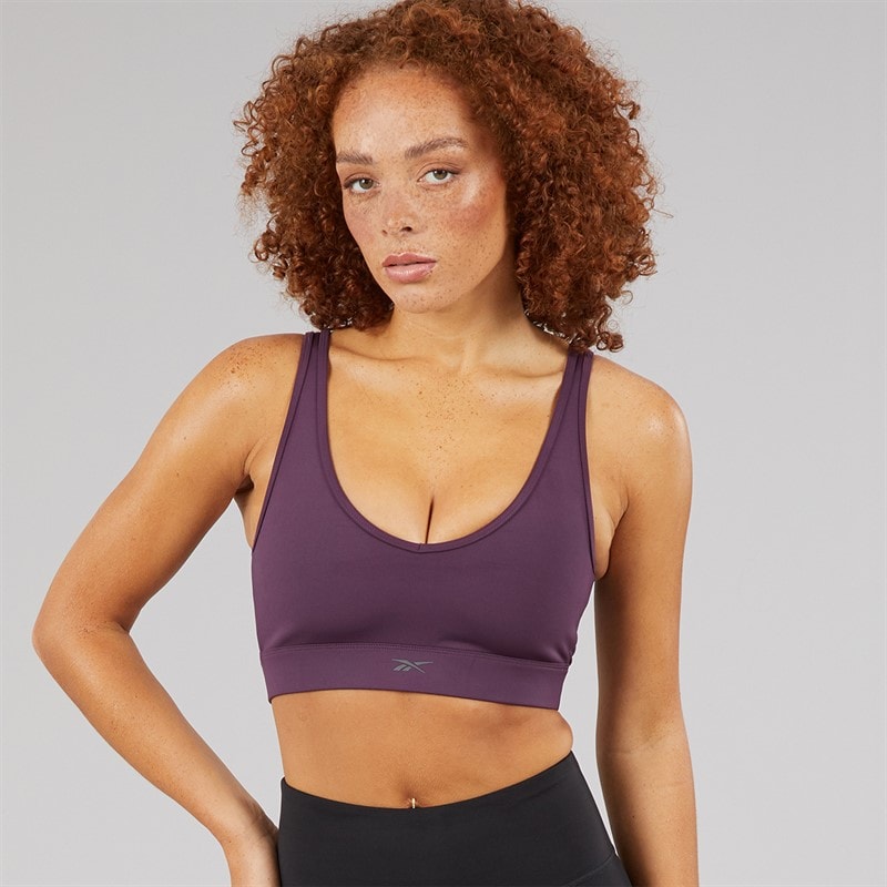 Reebok Womens Active Collective Dreamblend Light Support Sports Bra Top Midnight Plum