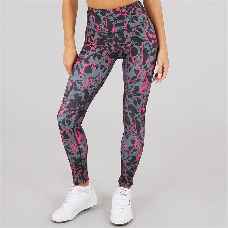 Reebok Womens ID Train AOP High Waist Tight Leggings Black/Bold Pink - Image 3