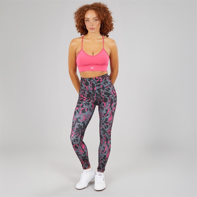 Reebok Womens ID Train AOP High Waist Tight Leggings Black/Bold Pink - Image 4