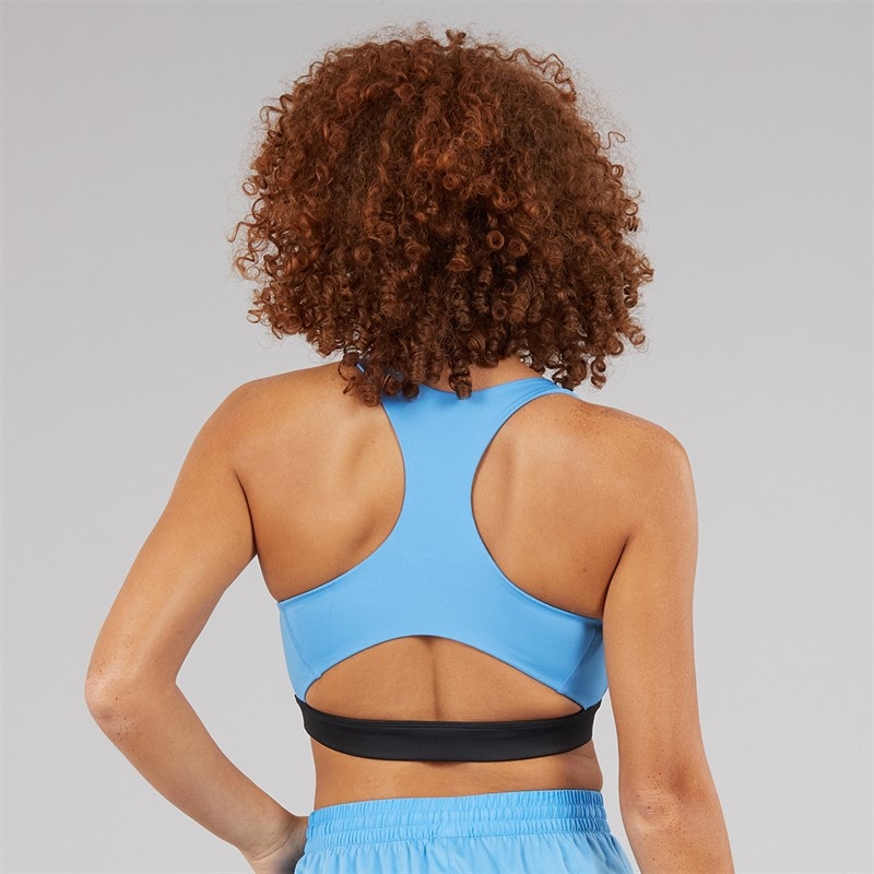 Reebok Womens ID Train Racer Light Support Sports Bra Top Recovery Blue - Image 2