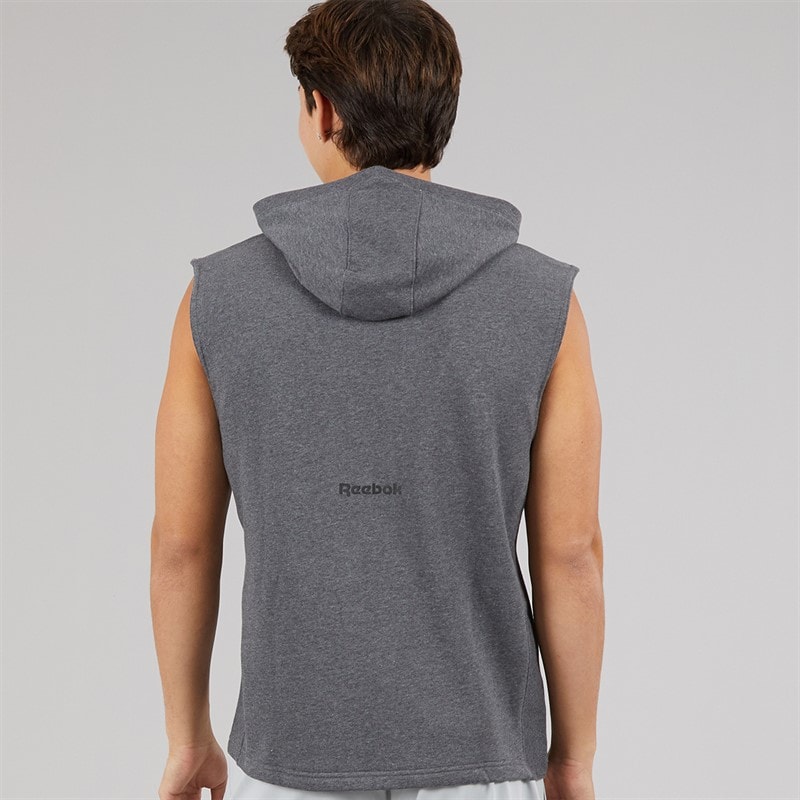 Reebok Mens Basketball Sleeveless Hoodie Dark Heather Grey - Image 2