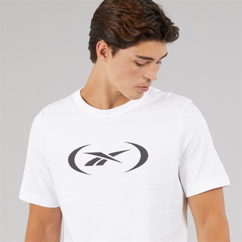 Reebok Mens Basketball T-Shirt White - Image 3