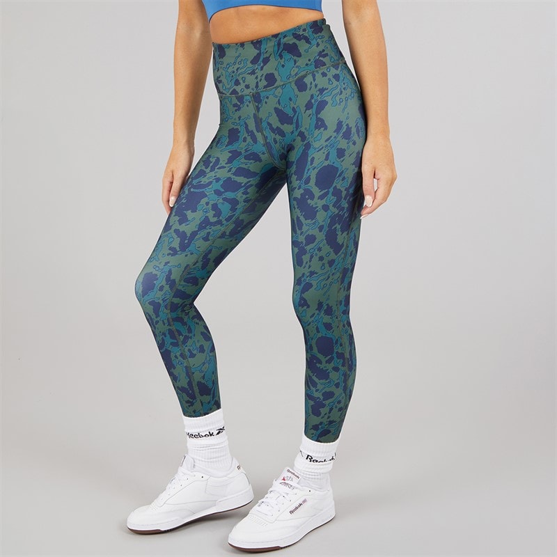 Reebok Womens ID Train AOP High Waist Tight Leggings Escape Green
