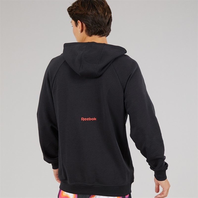 Reebok Mens Reebok Basketball Heat Wave Graphic Hoodie Black - Image 2