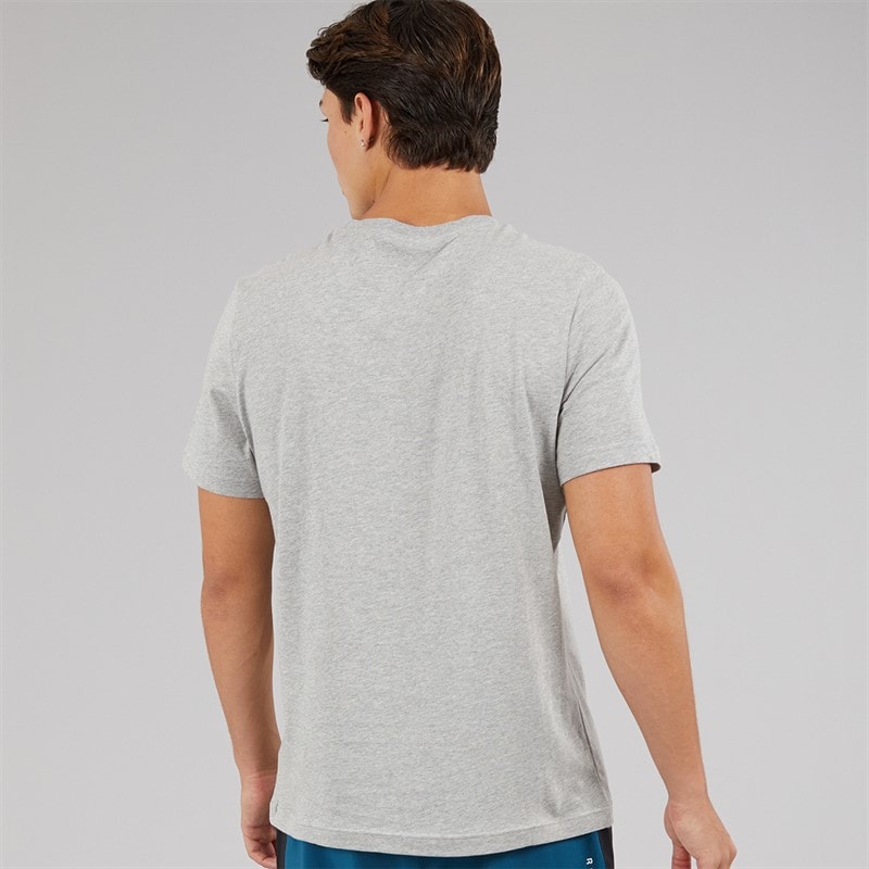 Reebok Mens Identity Small Logo T-Shirt Medium Grey Heather/Vector Red - Image 2