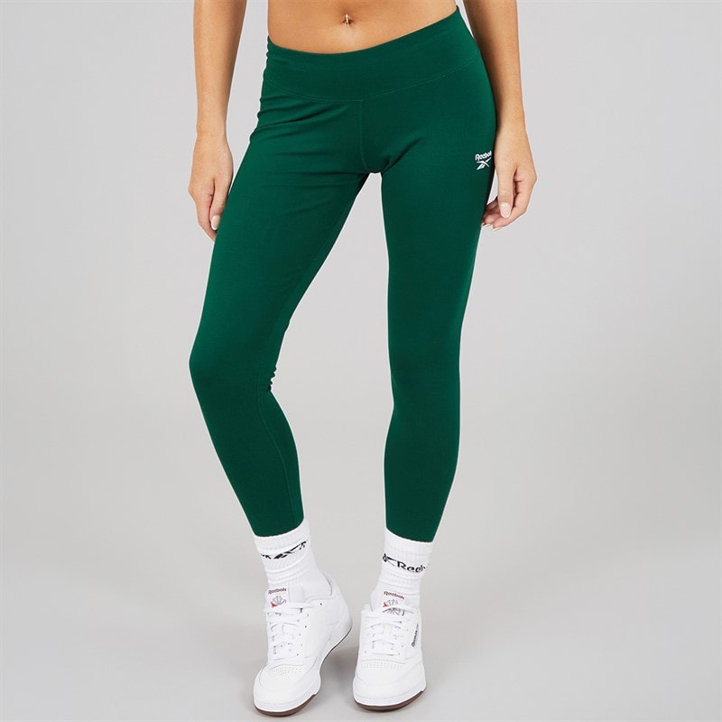 Reebok Womens Reebok Identity Small Logo Cotton Leggings Collegiate Green