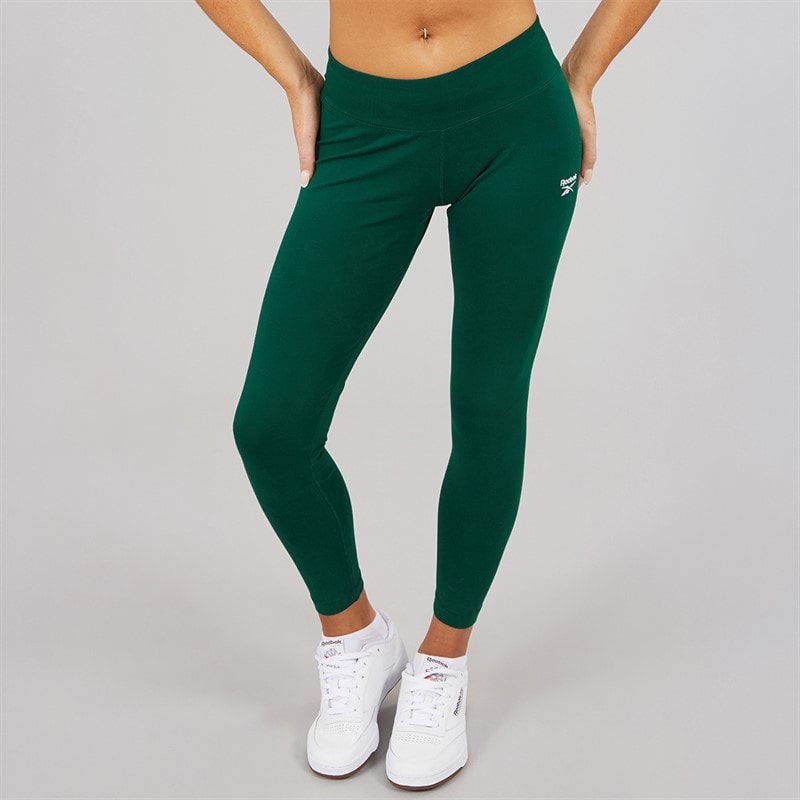 Reebok Womens Reebok Identity Small Logo Cotton Leggings Collegiate Green - Image 3