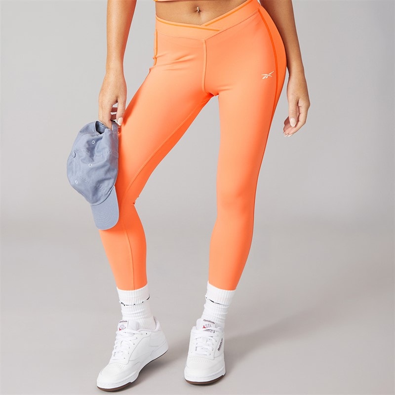 Reebok Womens Team 7/8 High Waist Tight Leggings Supercharged Coral