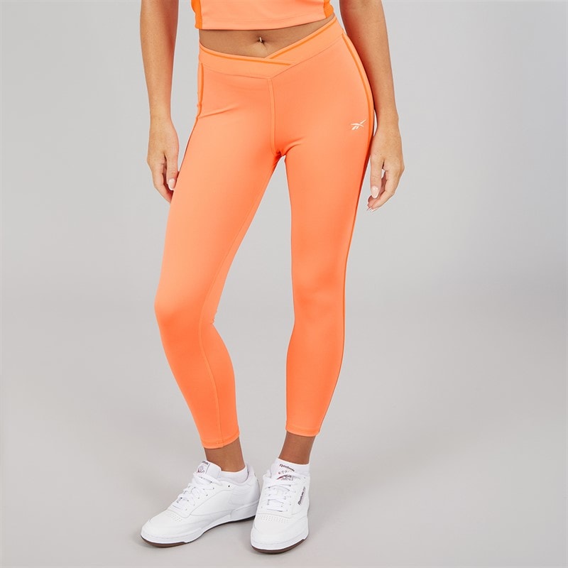 Reebok Womens Team 7/8 High Waist Tight Leggings Supercharged Coral - Image 3