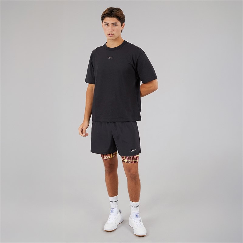 Reebok Mens Athlete Hype Two In One Shorts Black/Electric Yellow - Image 4