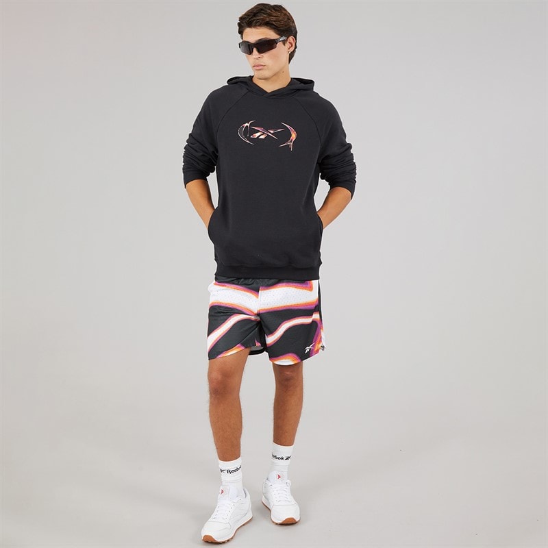 Reebok Mens Reebok Basketball Graphic 7 Inch Transition Shorts Heat Wave - Image 4