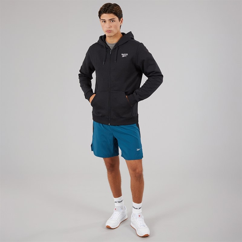 Reebok Mens Identity Small Logo Fleece Full Zip Hoodie Black - Image 3
