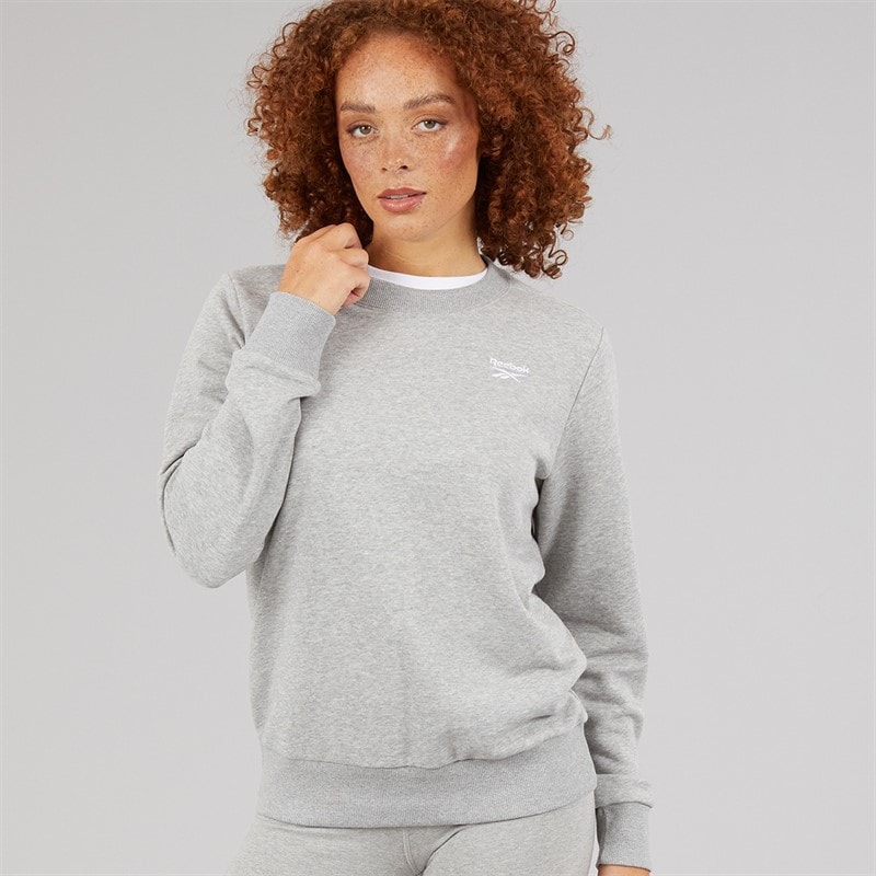 Reebok Womens Reebok Identity Small Logo French Terry Sweatshirt Medium Grey Heather