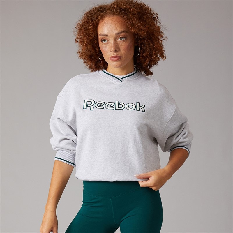 Reebok Womens Team Crew Sweatshirt Light Grey Heather