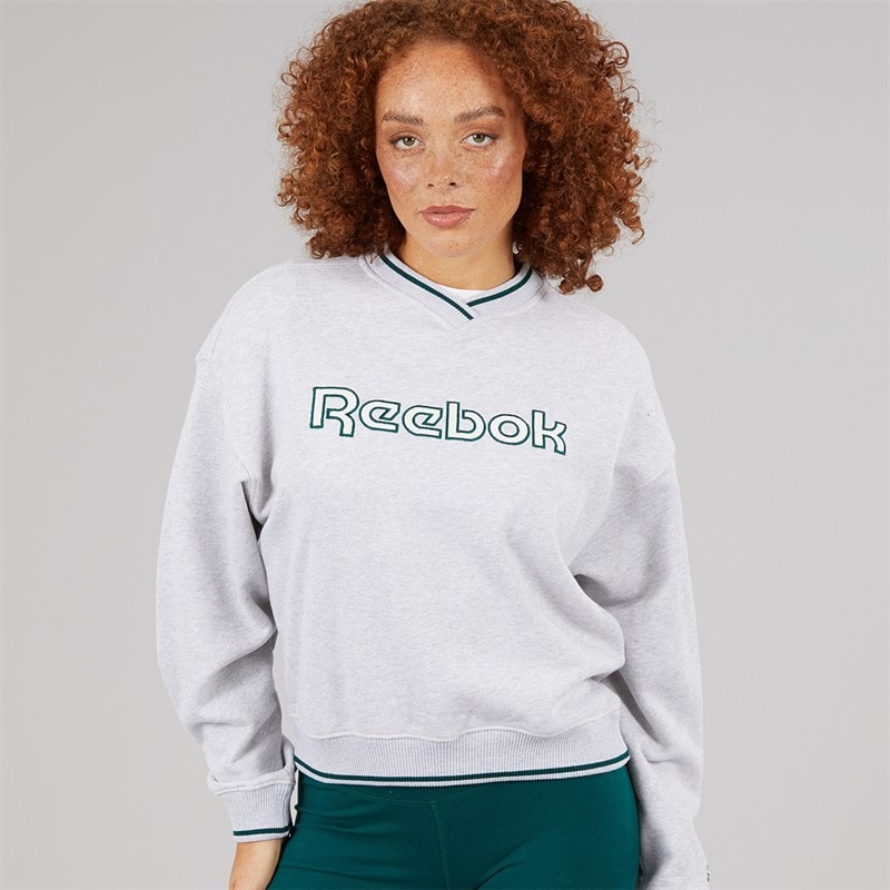 Reebok Womens Team Crew Sweatshirt Light Grey Heather - Image 3