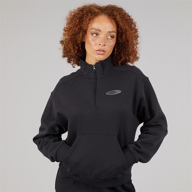 Reebok Womens Identity Energy Brand Proud Identity Layer 1/2 Zip Black