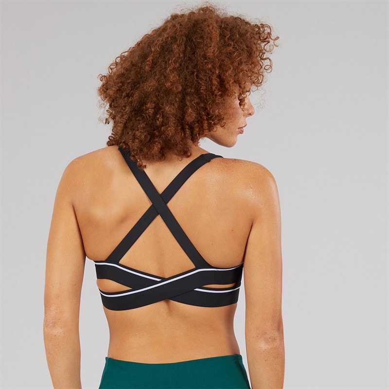 Reebok Womens Team Medium Support Sports Bra Top Black - Image 2