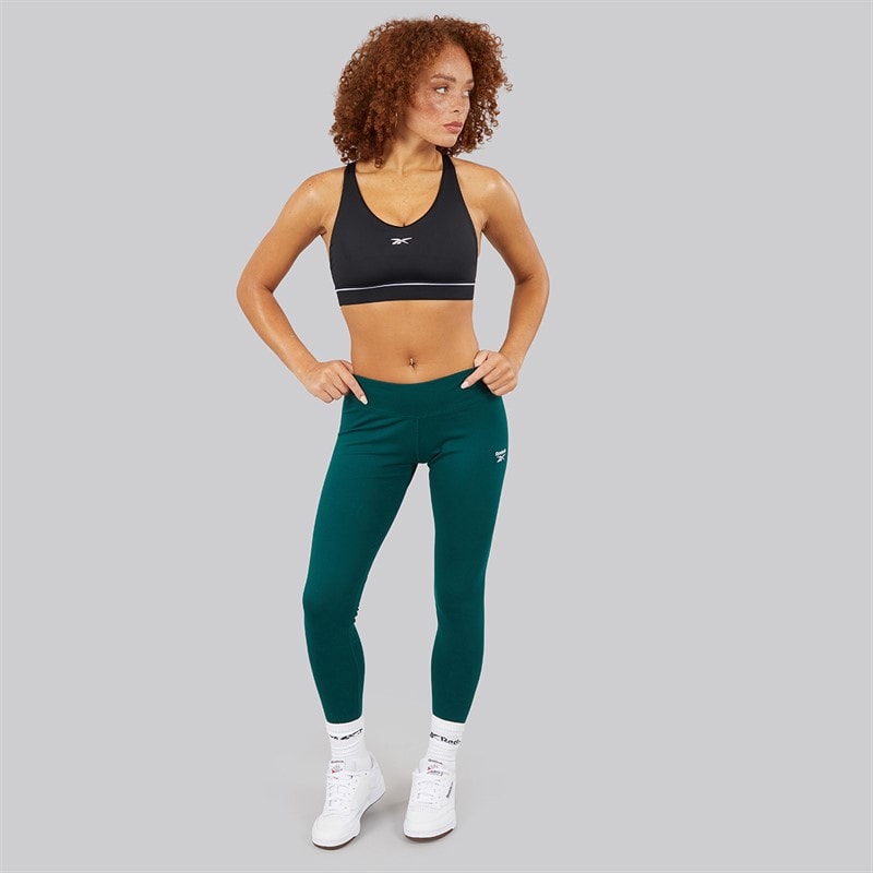 Reebok Womens Team Medium Support Sports Bra Top Black - Image 3