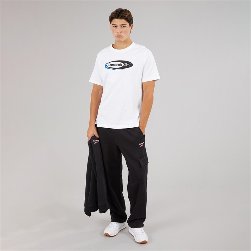Reebok Mens Reebok Identity Small Logo Cargo Pants Black/White/Vector Red - Image 4