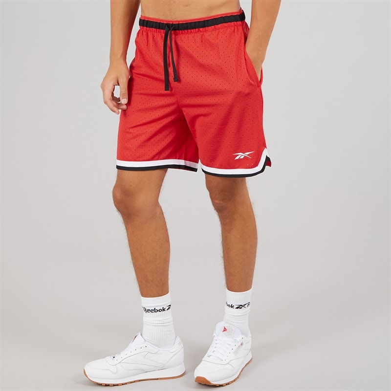 Reebok Mens Reebok Basketball 7 Inch Transition Shorts Energy Red/White - Image 2