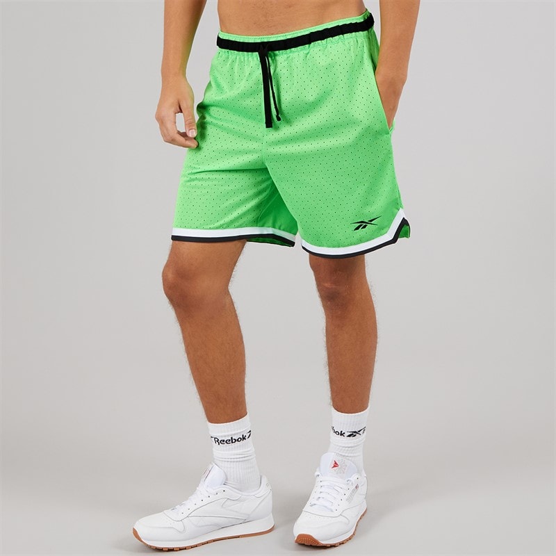 Reebok Mens Reebok Basketball 7 Inch Transition Shorts Solar Lime - Image 2