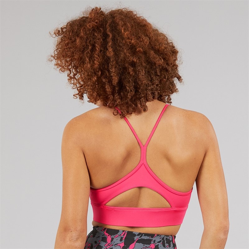 Reebok Womens ID Train Tri-Back Light Support Sports Bra Top Bold Pink - Image 2