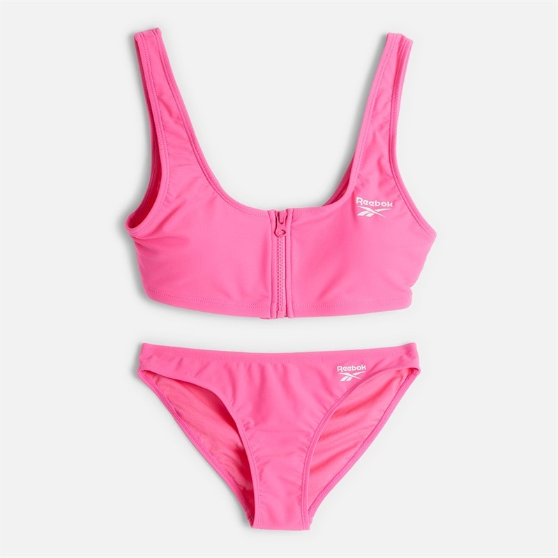 Reebok Womens Front Zip Two Piece Bikini Atomic Pink