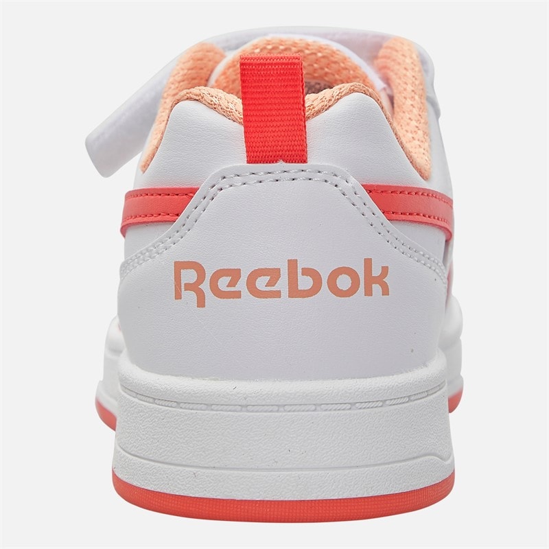 Reebok Girls Royal Prime 2.0 Two Strap Hook And Loop Trainers White/Sunset Coral/Sunkissed Orange - Image 3