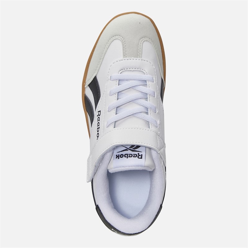 Reebok Kids Smash Edge Elastic Lace And Top Strap Trainers White/Black/Gum - Image 4