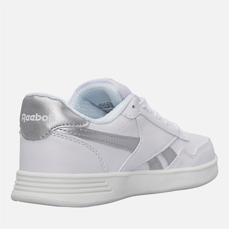 Reebok Junior Girls Court Advance Trainers White/White/Silver Metallic - Image 5