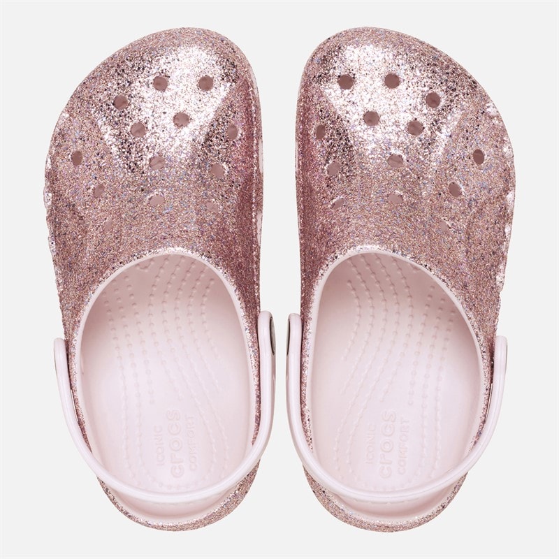Crocs Girls Baya Mixed Glitter Clogs Barely Pink - Image 4