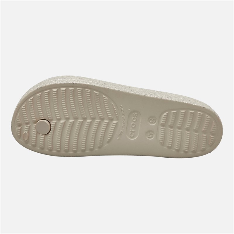Crocs Womens Baya Platform Glitter Flip Flops Stucco - Image 2