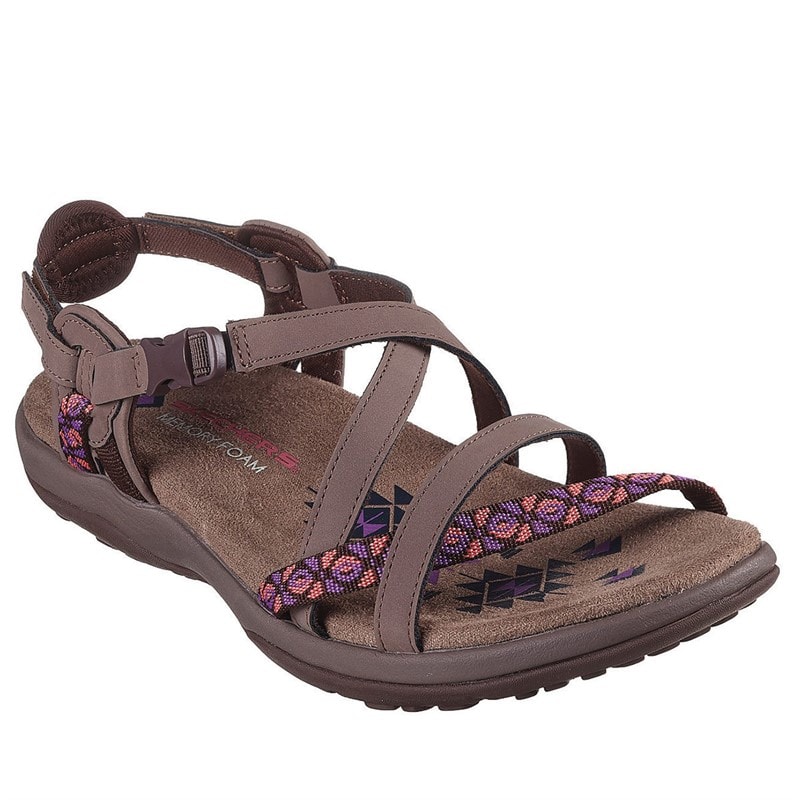 SKECHERS Womens Reggae Slim Vacay Sandals Brown - Image 3