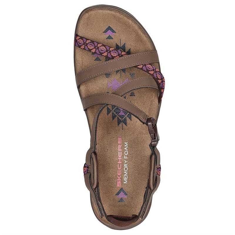 SKECHERS Womens Reggae Slim Vacay Sandals Brown - Image 4