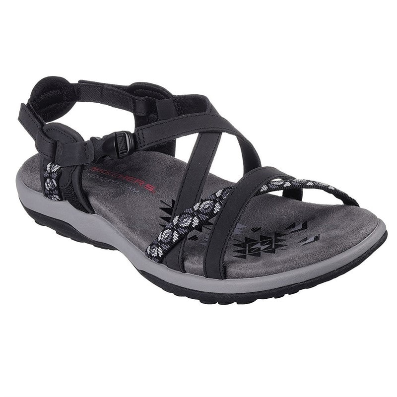 SKECHERS Womens Reggae Slim Vacay Sandals Black - Image 2