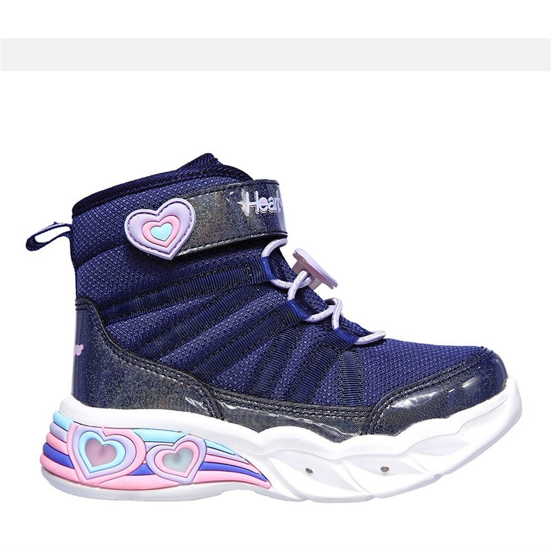 SKECHERS Girls Love To Shine Sweetheart Light Boots Navy Lavender - Image 1