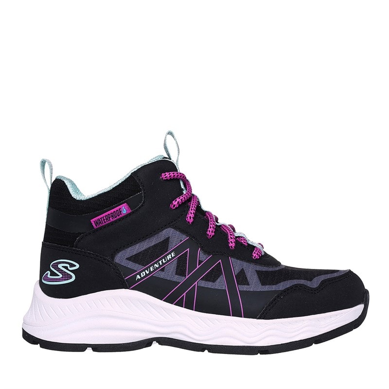 SKECHERS Girls Adventure Blitz Fun Pursuit Waterproof Shoes Black Aqua