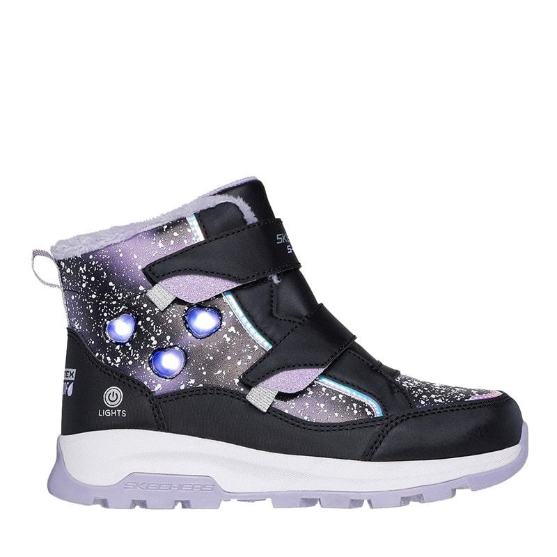 SKECHERS Girls Storm Blazer Waterproof Shoes Black Lavender - Image 1