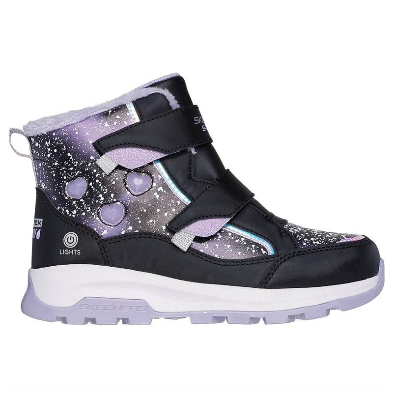 SKECHERS Girls Storm Blazer Waterproof Shoes Black Lavender - Image 3
