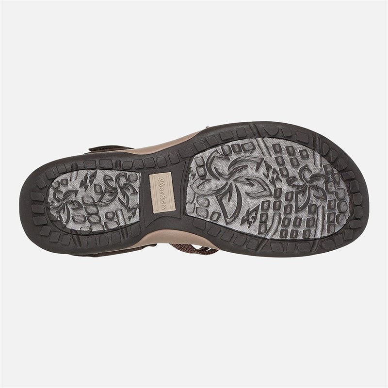 SKECHERS Womens Reggae Slim Sandals Chocolate - Image 2