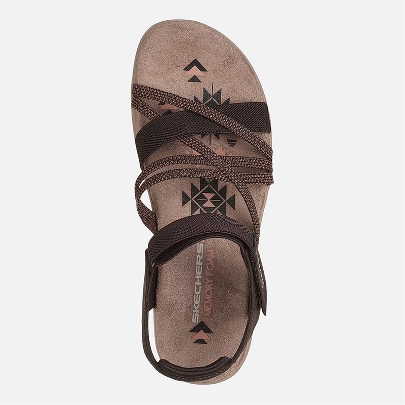 SKECHERS Womens Reggae Slim Sandals Chocolate - Image 3