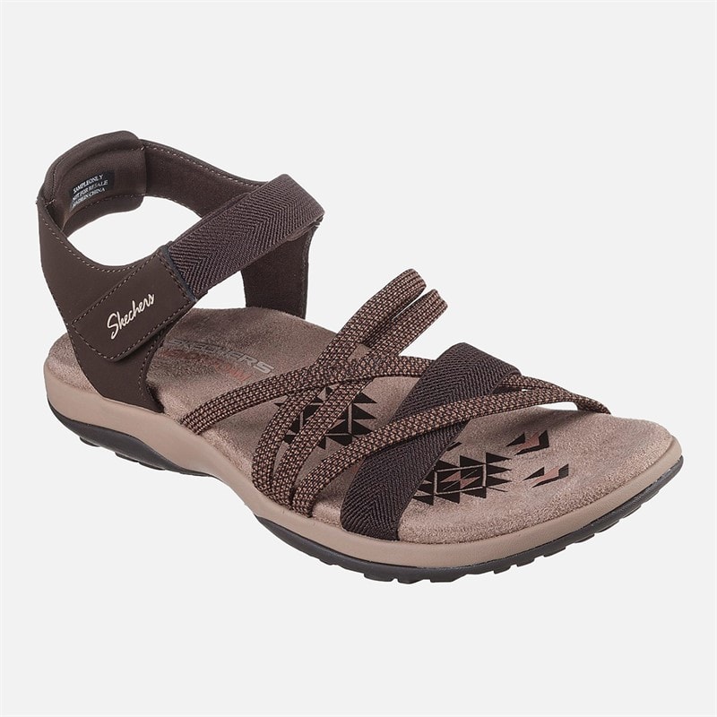 SKECHERS Womens Reggae Slim Sandals Chocolate - Image 4
