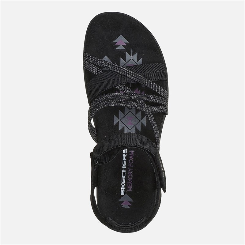SKECHERS Womens Reggae Slim Sandals Black - Image 3