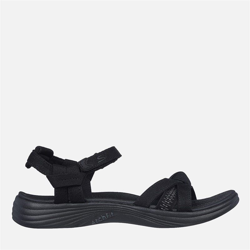SKECHERS Womens Gowalk Arch Fit Sandals Black Grey - Image 1