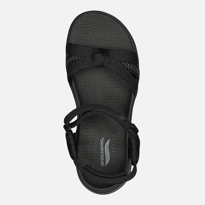 SKECHERS Womens Gowalk Arch Fit Sandals Black Grey - Image 3