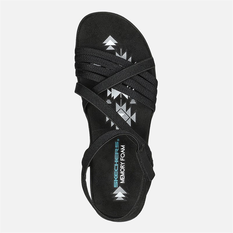 SKECHERS Womens Reggae Slim Sandals Black - Image 3