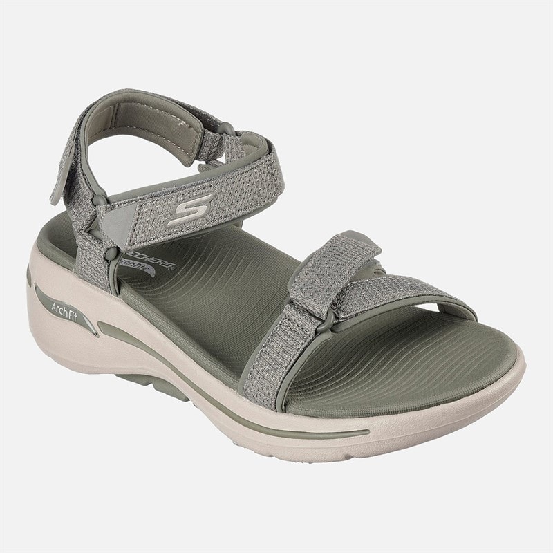 SKECHERS Womens Gowalk Arch Fit Sandals Olive - Image 3